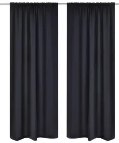 2 pcs Black Slot-Headed Blackout Curtains 135 x 245 cm