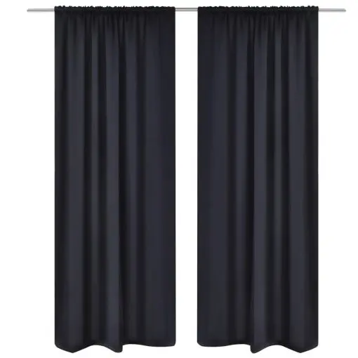 2 pcs Black Slot-Headed Blackout Curtains 135 x 245 cm