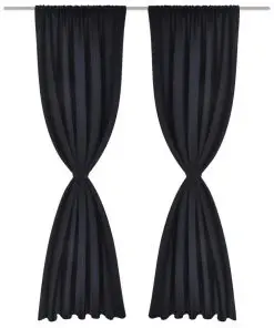 2 pcs Black Slot-Headed Blackout Curtains 135 x 245 cm