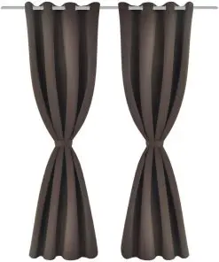 2 pcs Brown Blackout Curtains with Metal Rings 135 x 245 cm