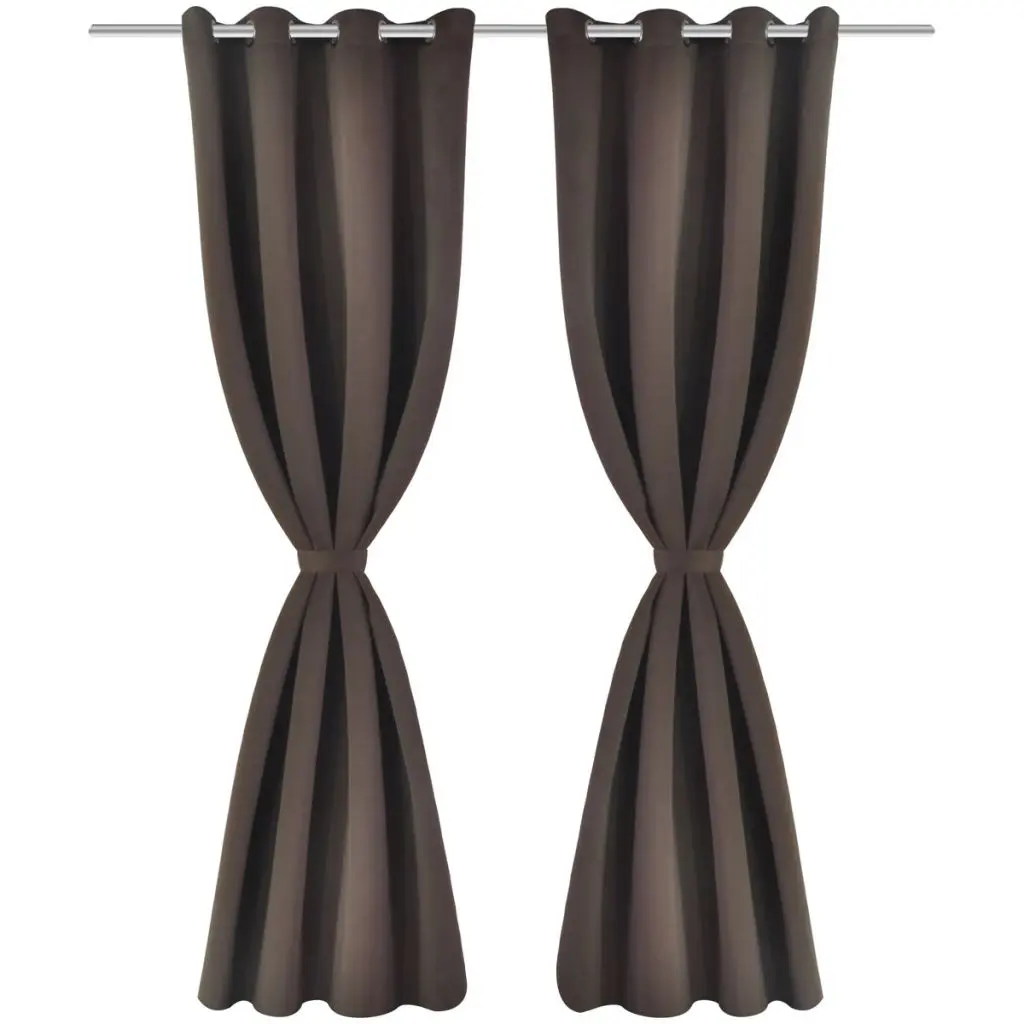 2 pcs Brown Blackout Curtains with Metal Rings 135 x 245 cm
