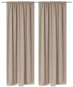 2 pcs Cream Slot-Headed Blackout Curtains 135 x 245 cm