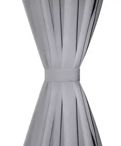 2 pcs Grey Blackout Curtains with Metal Rings 135 x 245 cm
