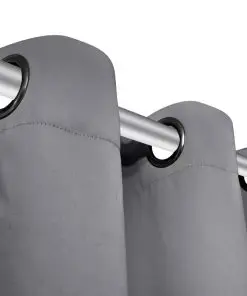 2 pcs Grey Blackout Curtains with Metal Rings 135 x 245 cm