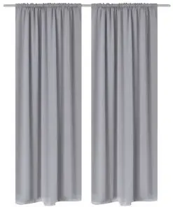2 pcs Grey Slot-Headed Blackout Curtains 135 x 245 cm