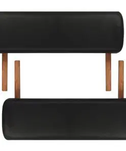 Black Foldable Massage Table 2 Zones with Wooden Frame