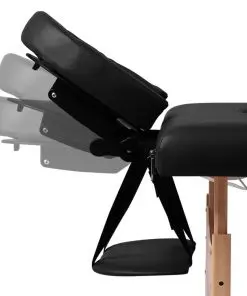 Black Foldable Massage Table 2 Zones with Wooden Frame