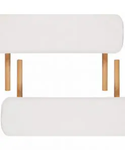 Cream White Foldable Massage Table 2 Zones with Wooden Frame