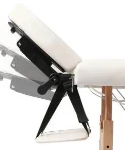 Cream White Foldable Massage Table 2 Zones with Wooden Frame