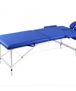 Blue Foldable Massage Table 2 Zones with Aluminium Frame