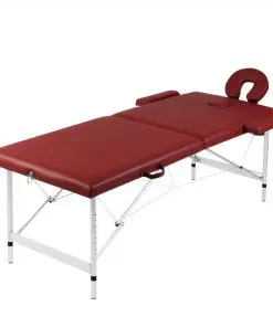 Red Foldable Massage Table 2 Zones with Aluminium Frame