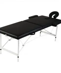 Black Foldable Massage Table 2 Zones with Aluminium Frame