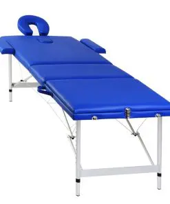 Blue Foldable Massage Table 3 Zones with Aluminium Frame