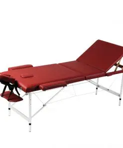 Red Foldable Massage Table 3 Zones with Aluminium Frame