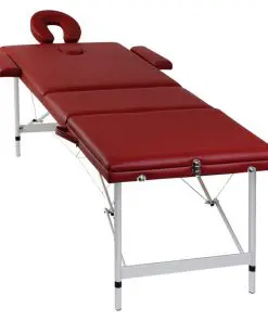 Red Foldable Massage Table 3 Zones with Aluminium Frame