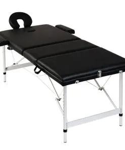 Black Foldable Massage Table 3 Zones with Aluminium Frame