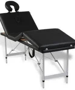 Black Foldable Massage Table 4 Zones with Aluminium Frame