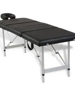 Black Foldable Massage Table 4 Zones with Aluminium Frame
