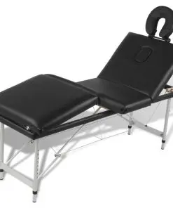 Black Foldable Massage Table 4 Zones with Aluminium Frame