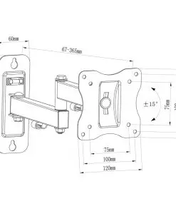 Single-armed Swivel Tilt Wall Mounted TV Bracket 100x100mm 10″-23″