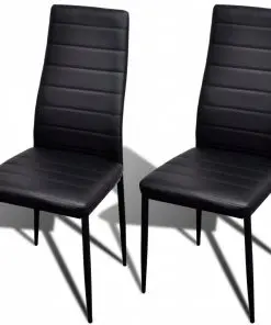 vidaXL Dining Chairs 2 pcs Black Faux Leather