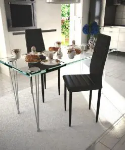 vidaXL Dining Chairs 2 pcs Black Faux Leather vidaXL Dining Chairs 2 pcs Black Faux Leather