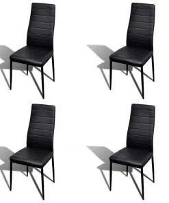 vidaXL Dining Chairs 4 pcs Black Faux Leather