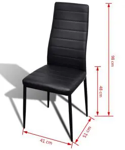 vidaXL Dining Chairs 4 pcs Black Faux Leather