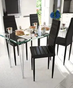 vidaXL Dining Chairs 4 pcs Black Faux Leather