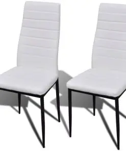 vidaXL Dining Chairs 2 pcs White Faux Leather