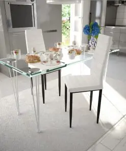 vidaXL Dining Chairs 2 pcs White Faux Leather