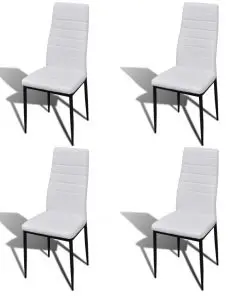 vidaXL Dining Chairs 4 pcs White Faux Leather