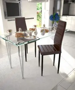 vidaXL Dining Chairs 2 pcs Brown Faux Leather