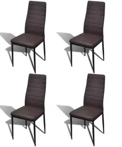 vidaXL Dining Chairs 4 pcs Brown Faux Leather