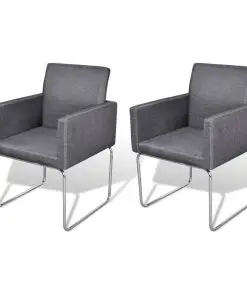 vidaXL Dining Chairs 2 pcs Dark Grey Fabric