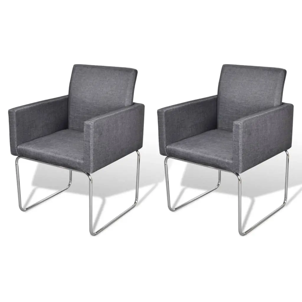 vidaXL Dining Chairs 2 pcs Dark Grey Fabric