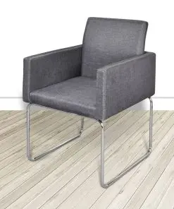 vidaXL Dining Chairs 2 pcs Dark Grey Fabric