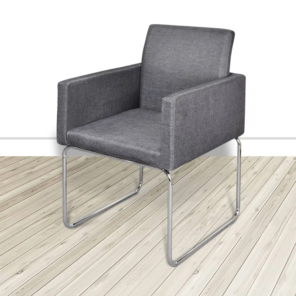 vidaXL Dining Chairs 2 pcs Dark Grey Fabric