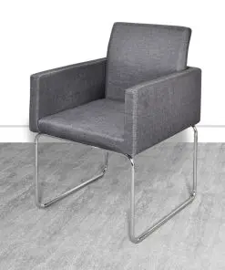 vidaXL Dining Chairs 2 pcs Dark Grey Fabric