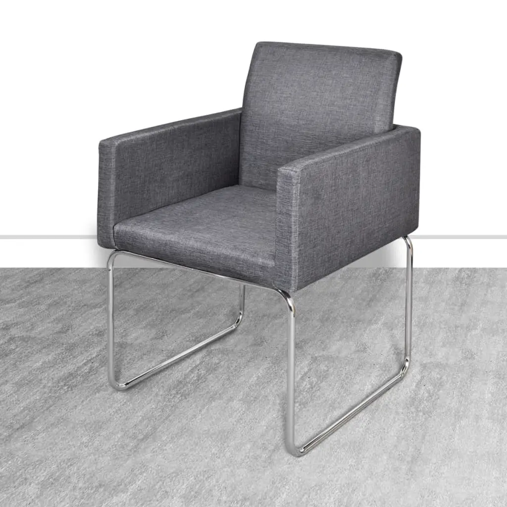 vidaXL Dining Chairs 2 pcs Dark Grey Fabric