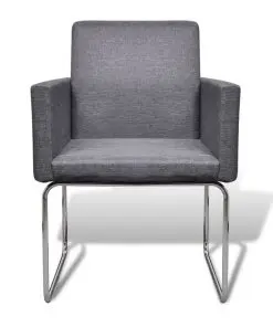 vidaXL Dining Chairs 2 pcs Dark Grey Fabric