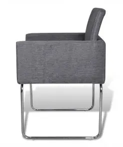 vidaXL Dining Chairs 2 pcs Dark Grey Fabric