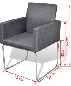 vidaXL Dining Chairs 2 pcs Dark Grey Fabric