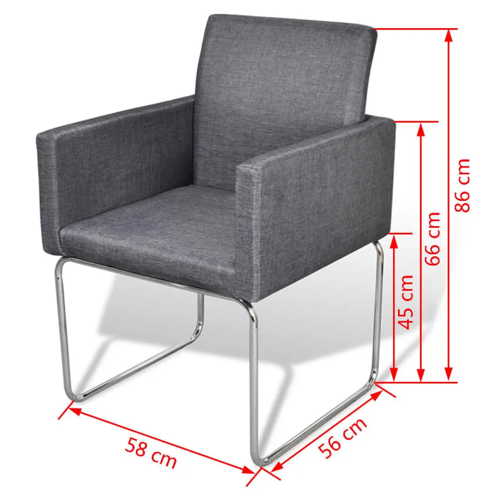 vidaXL Dining Chairs 2 pcs Dark Grey Fabric