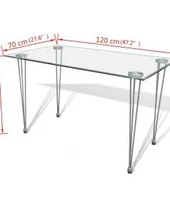 vidaXL Dining Table with Glass Top Transparent