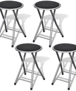 vidaXL Folding Bar Stools 4 pcs Faux Leather