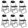 vidaXL Folding Dining Chairs 6 pcs Black Faux Leather and Steel