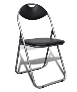 vidaXL Folding Dining Chairs 6 pcs Black Faux Leather and Steel