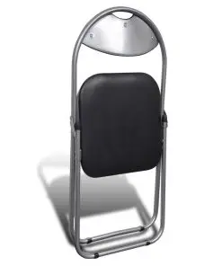 vidaXL Folding Dining Chairs 6 pcs Black Faux Leather and Steel