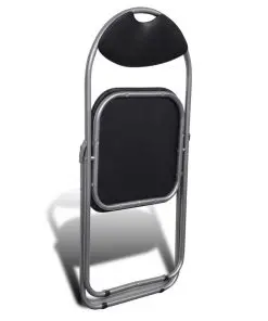 vidaXL Folding Dining Chairs 6 pcs Black Faux Leather and Steel